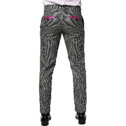 Gray Viscose Skinny Men Dress Trouser Pants
