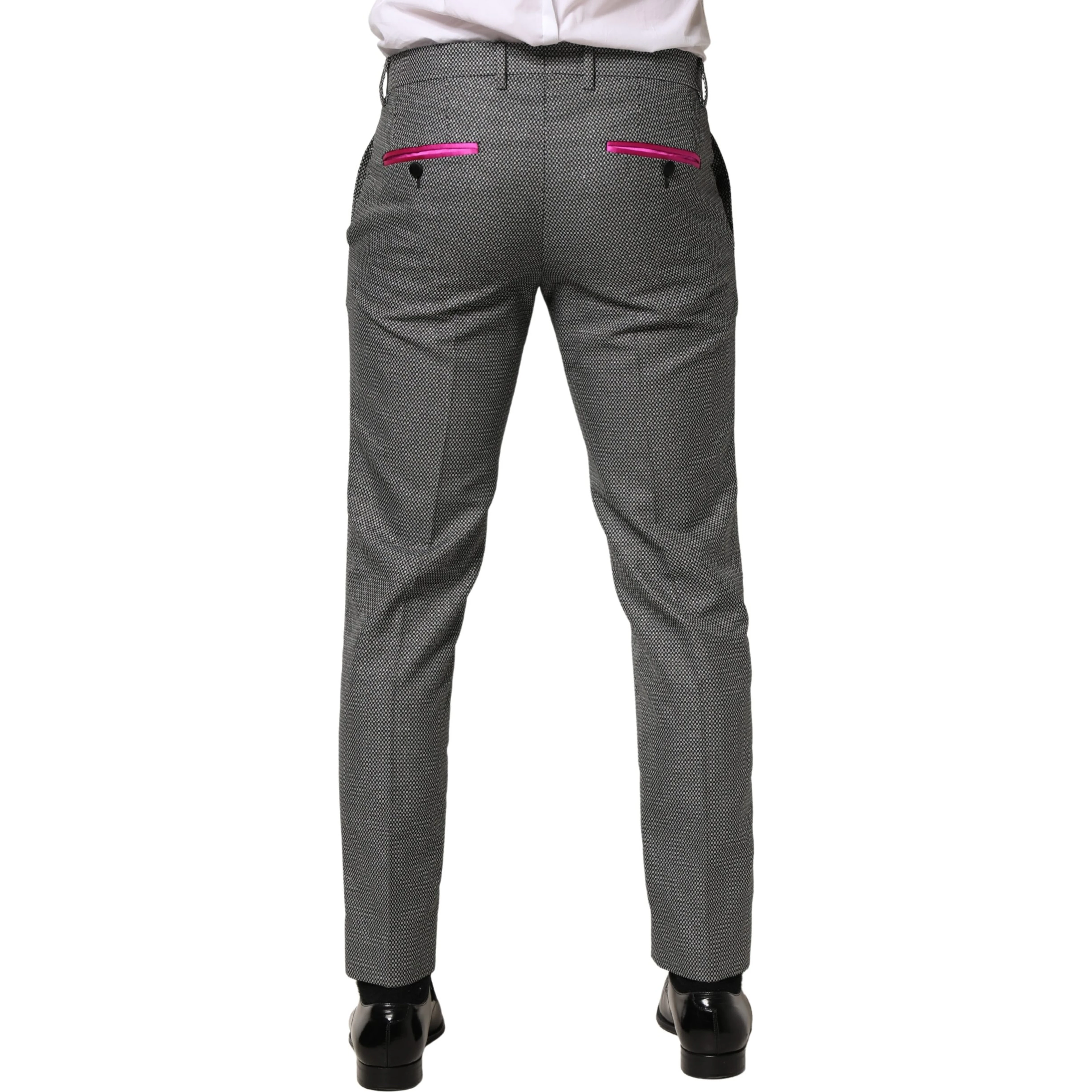 Gray Viscose Skinny Men Dress Trouser Pants