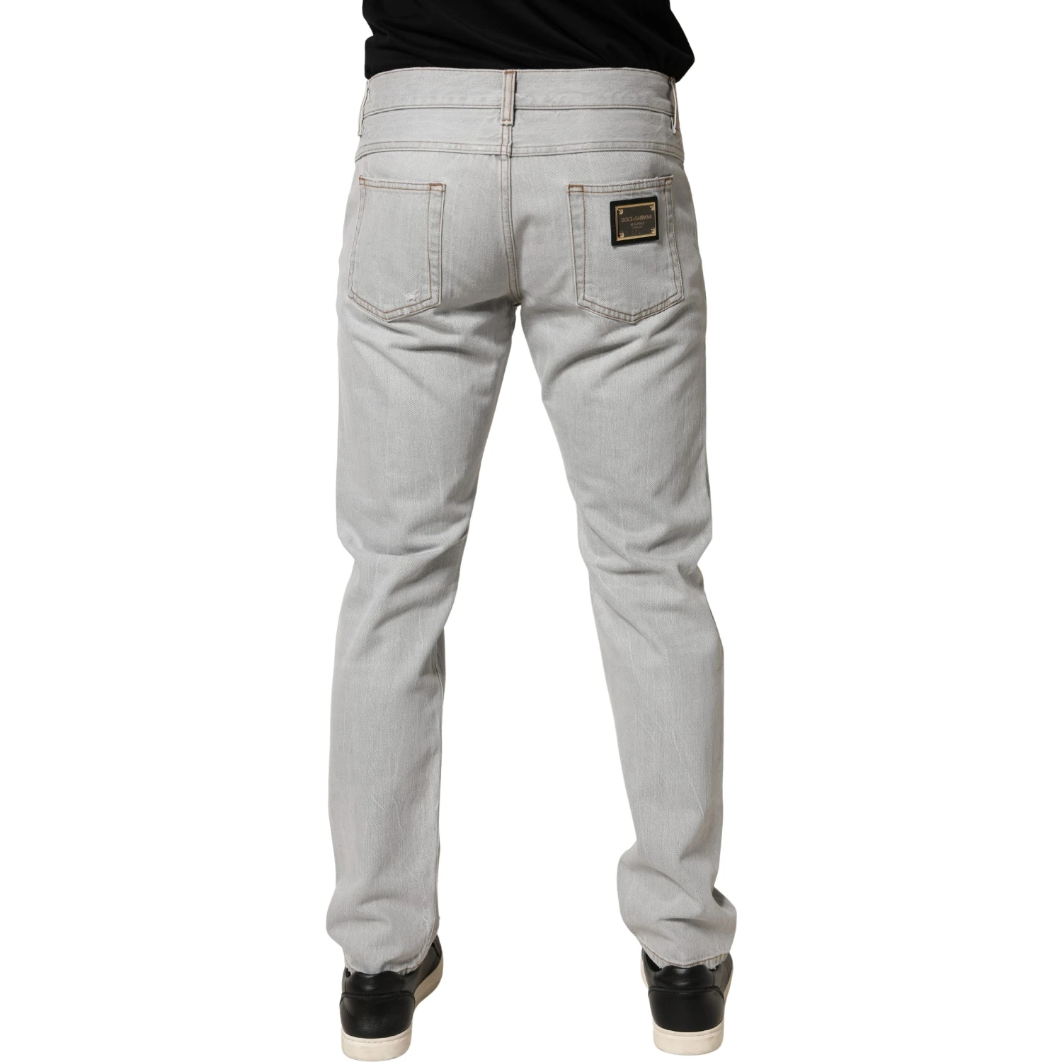 Light Gray Ripped Cotton Regular Denim Jeans