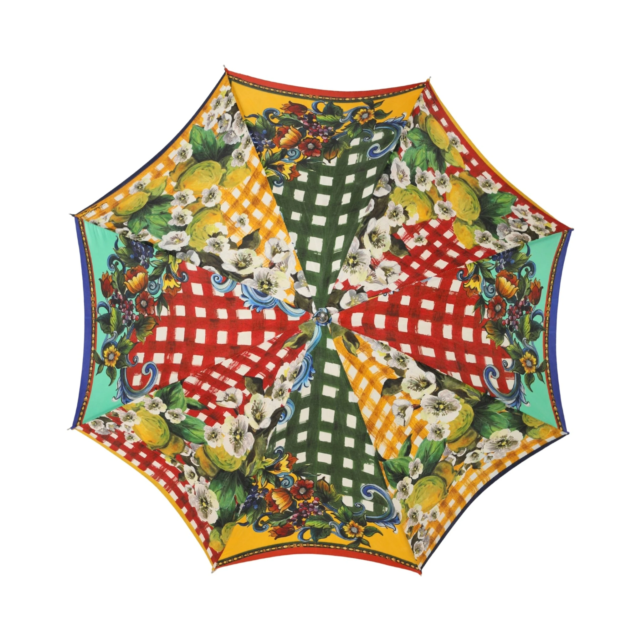 Multicolor Carretto Siciliano Print Collapsible Umbrella