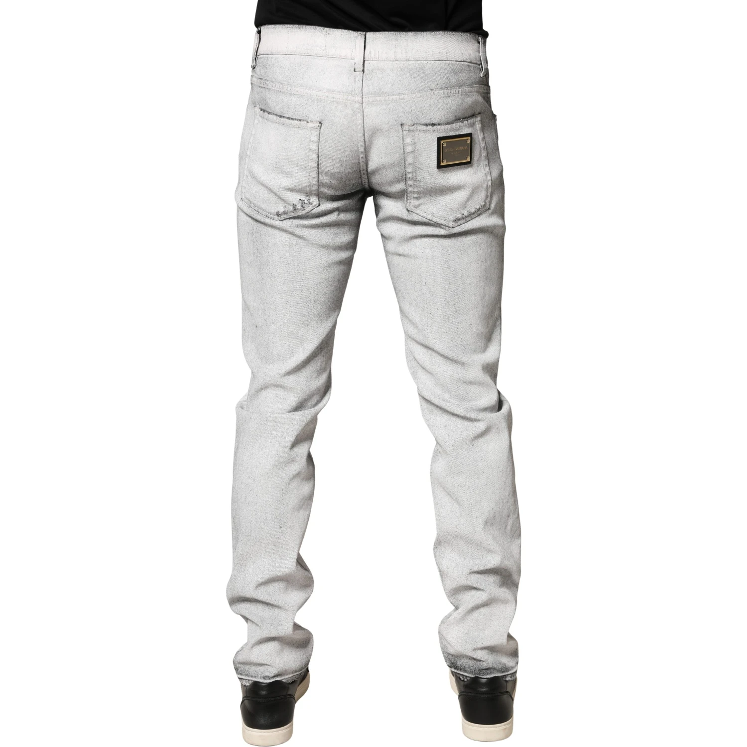 Light Gray Distressed Skinny Men Denim Jeans