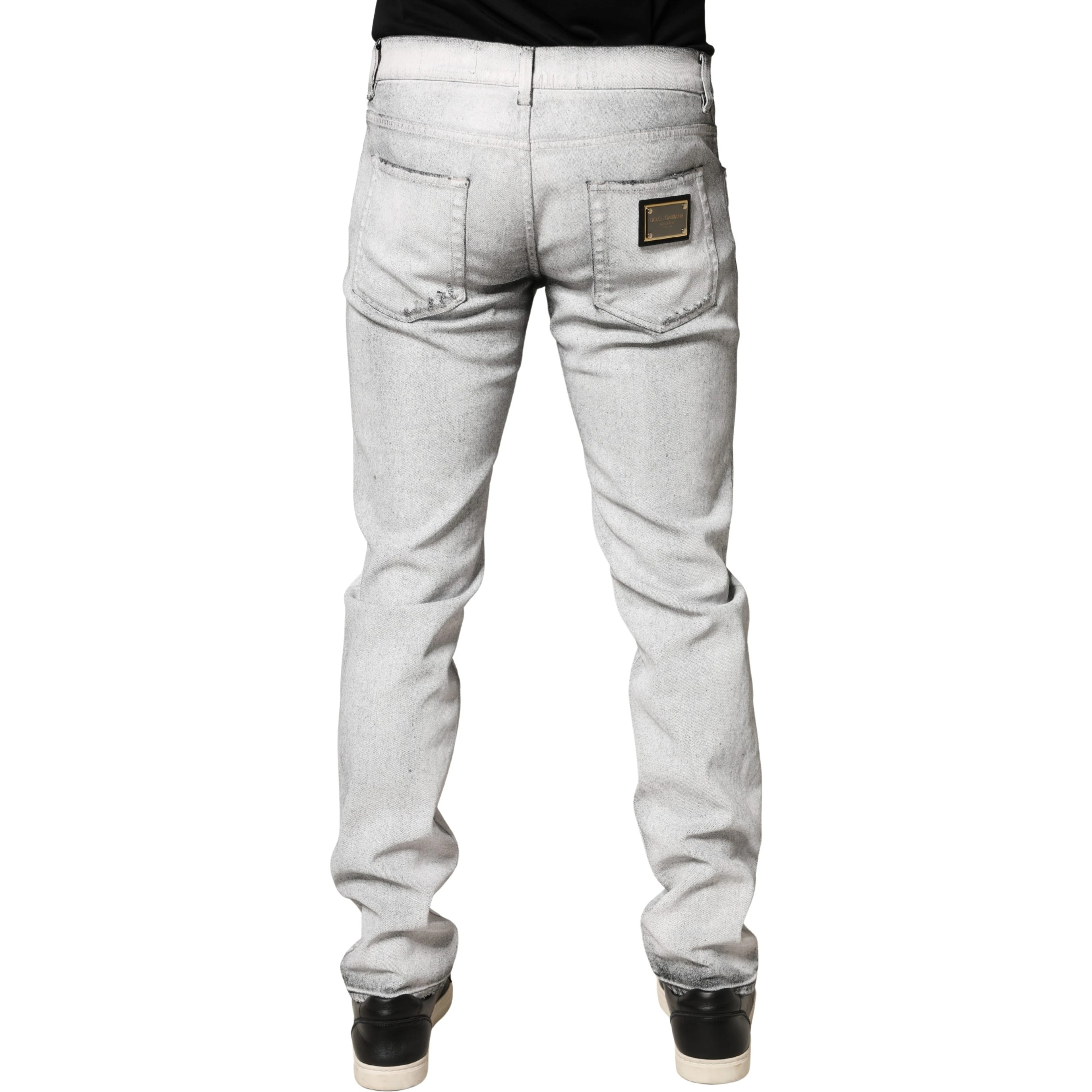 Light Gray Distressed Skinny Men Denim Jeans