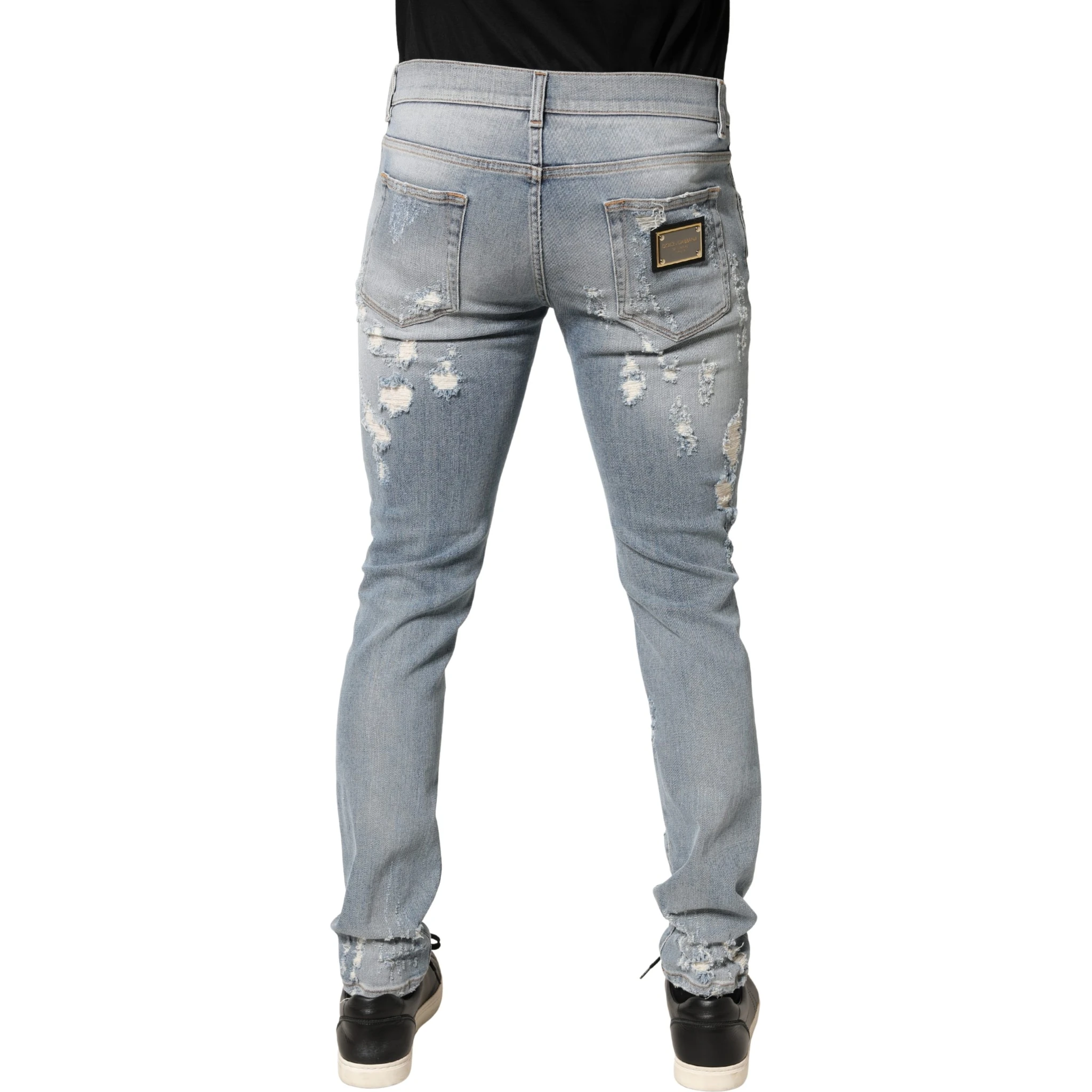 Light Blue Distressed Skinny Men Denim Jeans