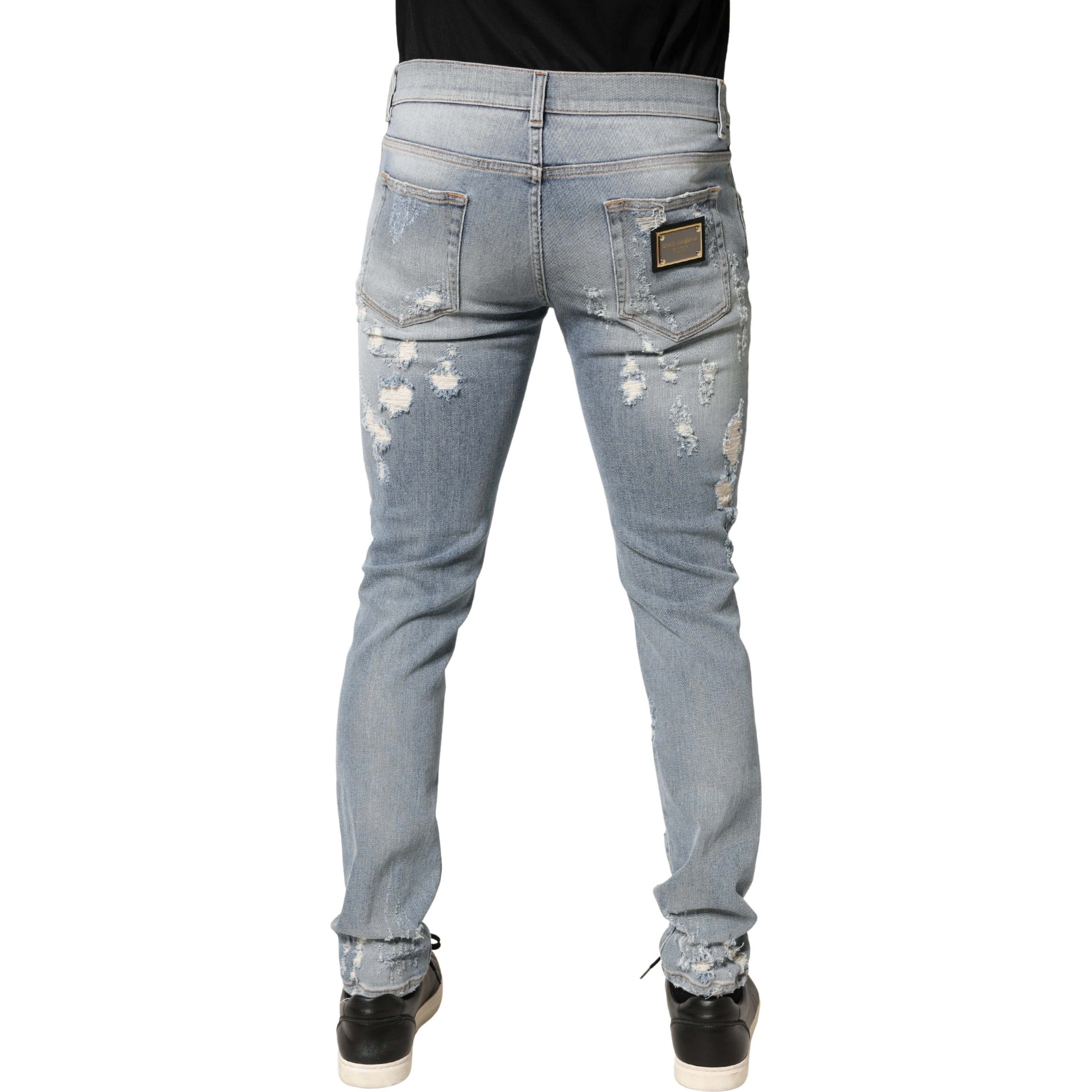 Light Blue Distressed Skinny Men Denim Jeans
