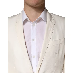 White Cotton Single Breasted Jacket Blazer