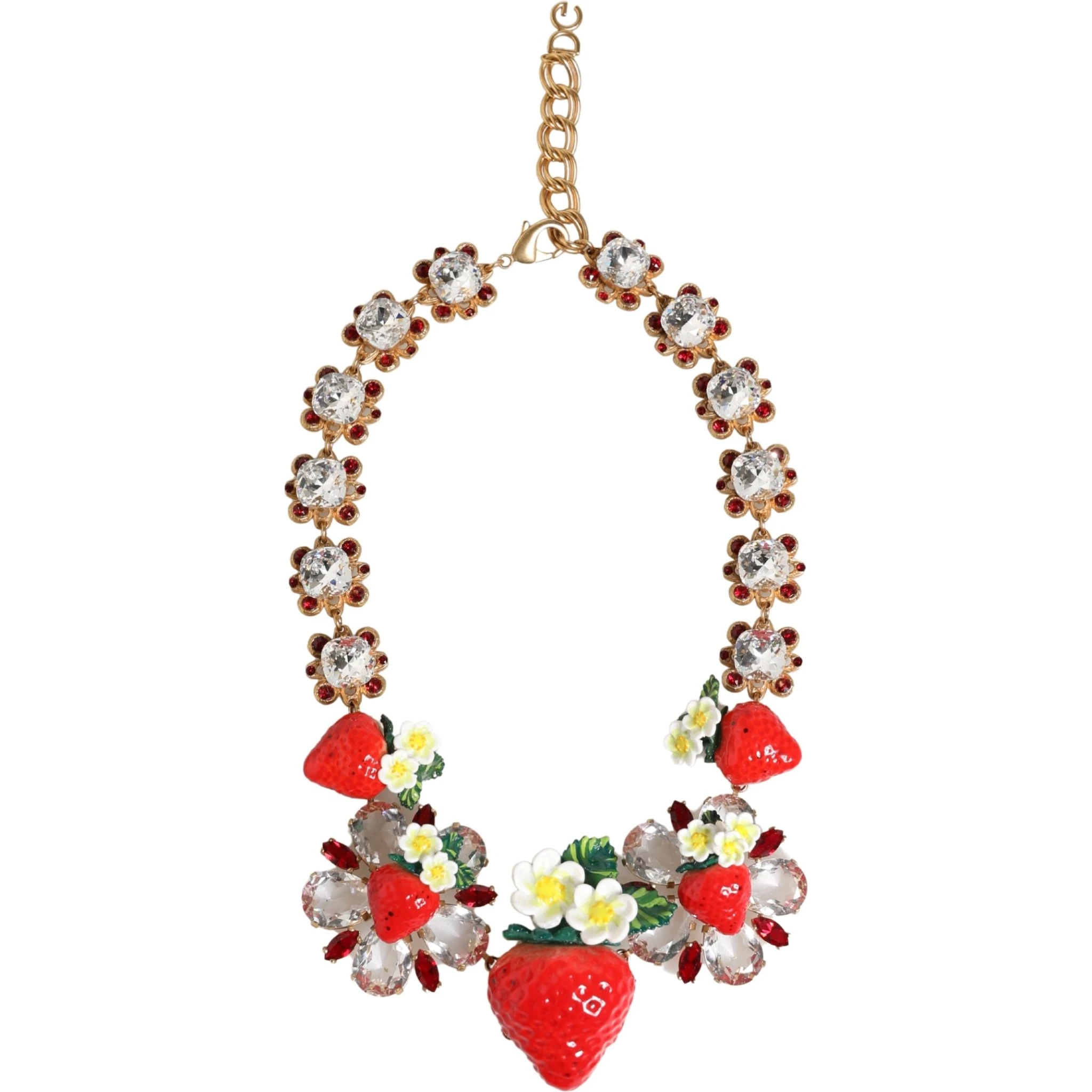 Gold Brass FRUIT Pendants Flowers Crystal Logo Necklace