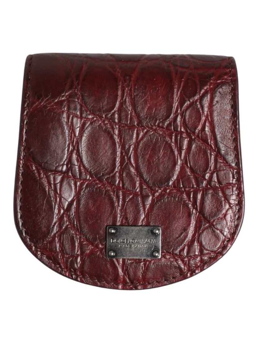 Burgundy Exotic Skin Condom Case Holder Pocket Wallet