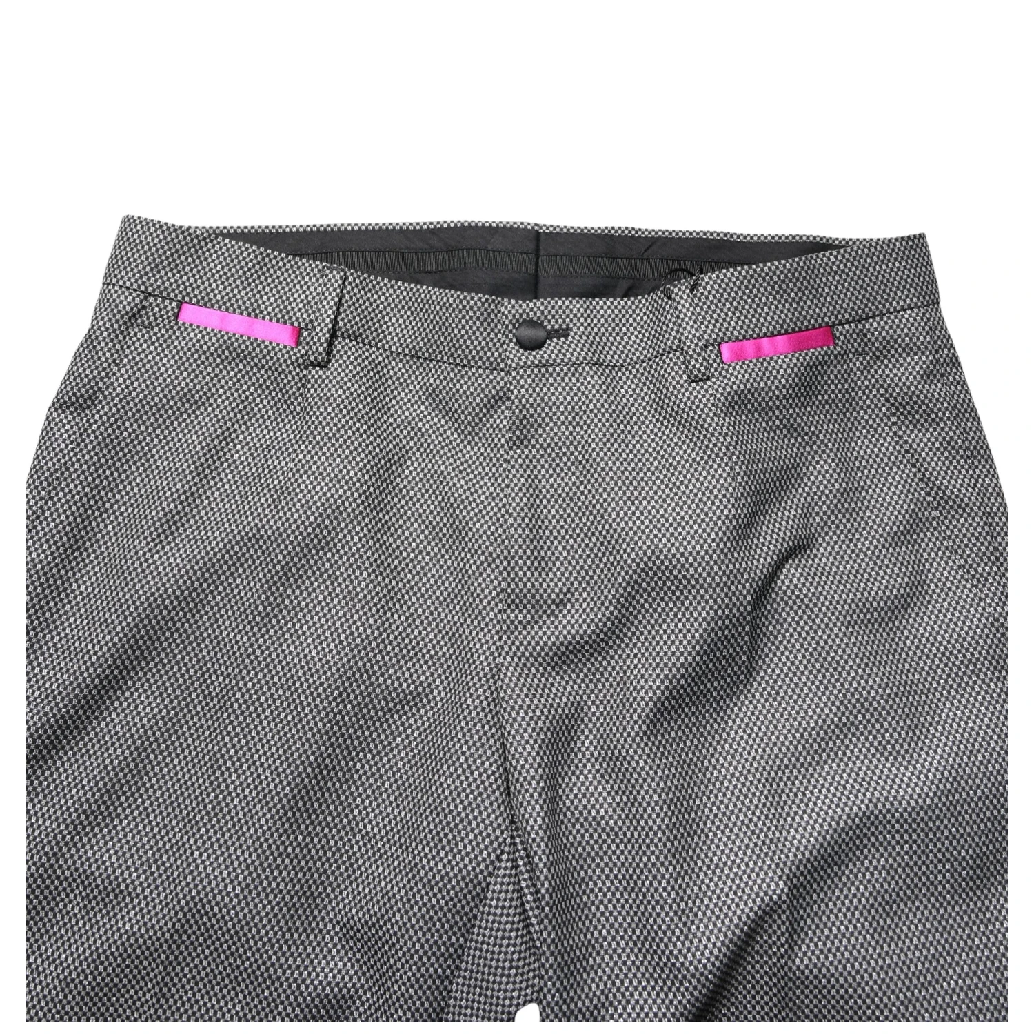 Gray Viscose Skinny Men Dress Trouser Pants