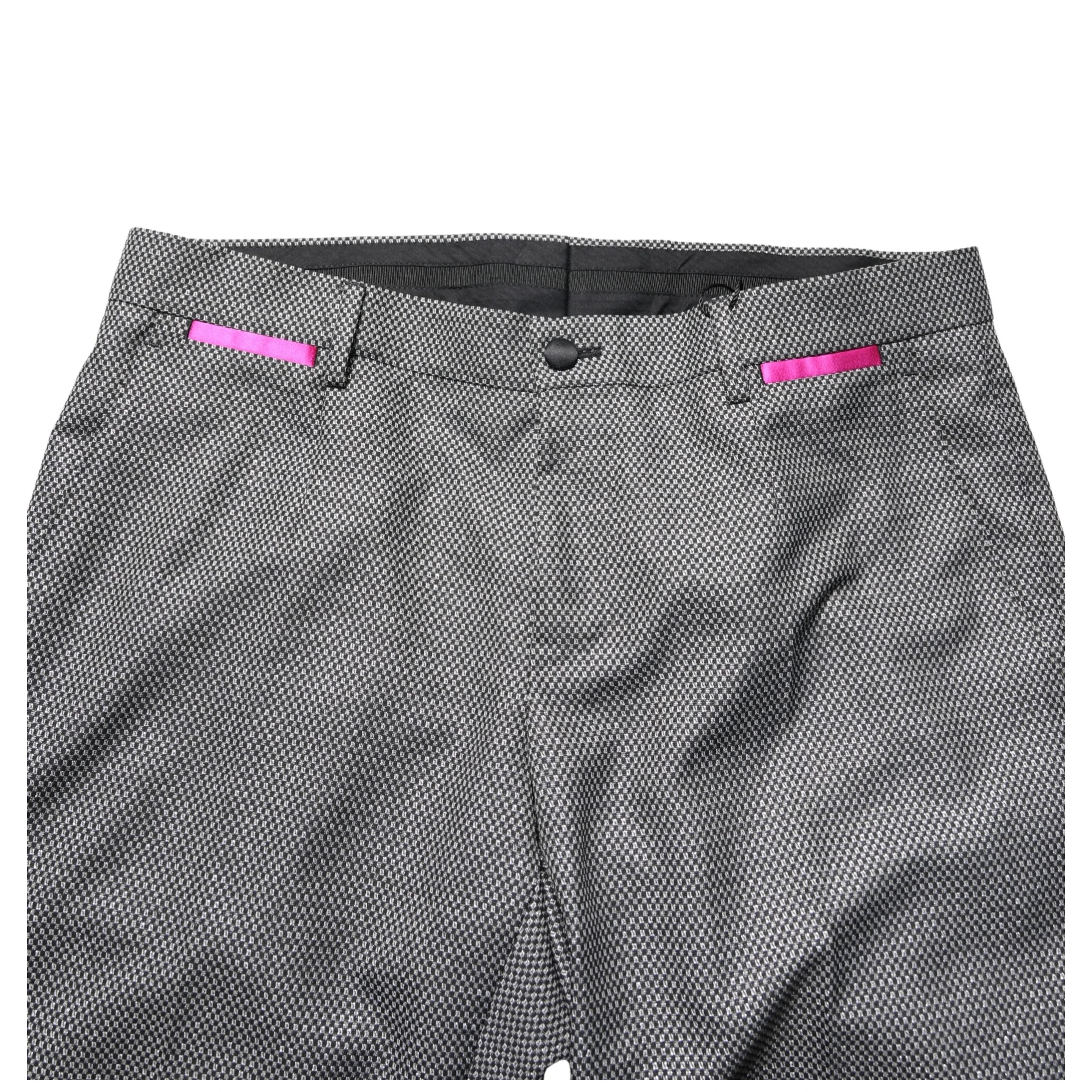 Gray Viscose Skinny Men Dress Trouser Pants