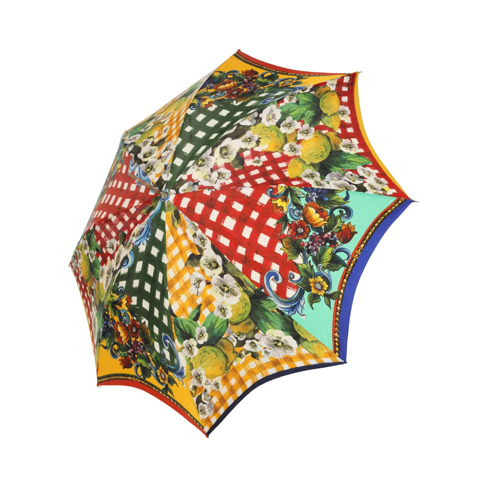 Multicolor Carretto Siciliano Print Collapsible Umbrella