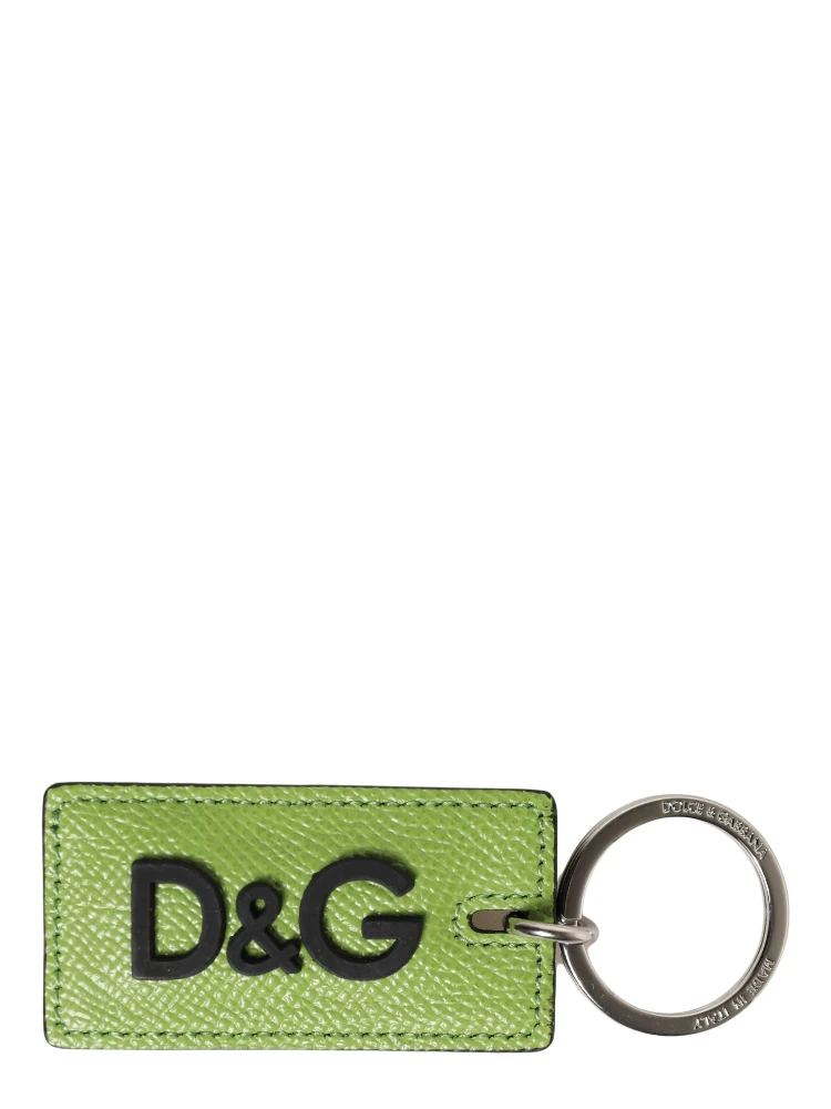 Green Calf Leather DG Logo Metal Ring Keyring Keychain alternative
