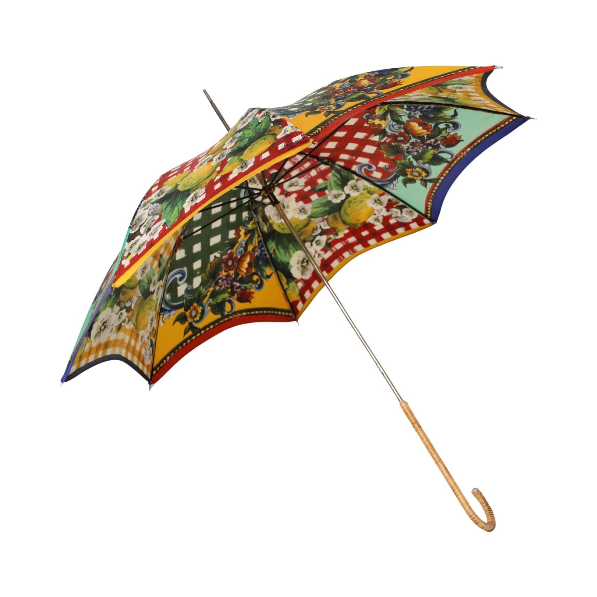 Multicolor Carretto Siciliano Print Collapsible Umbrella