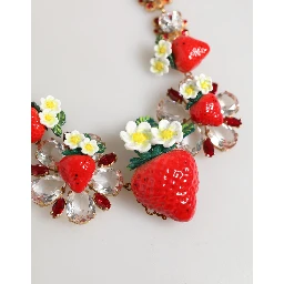 Gold Brass FRUIT Pendants Flowers Crystal Logo Necklace