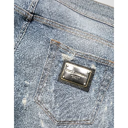 Light Blue Distressed Skinny Men Denim Jeans