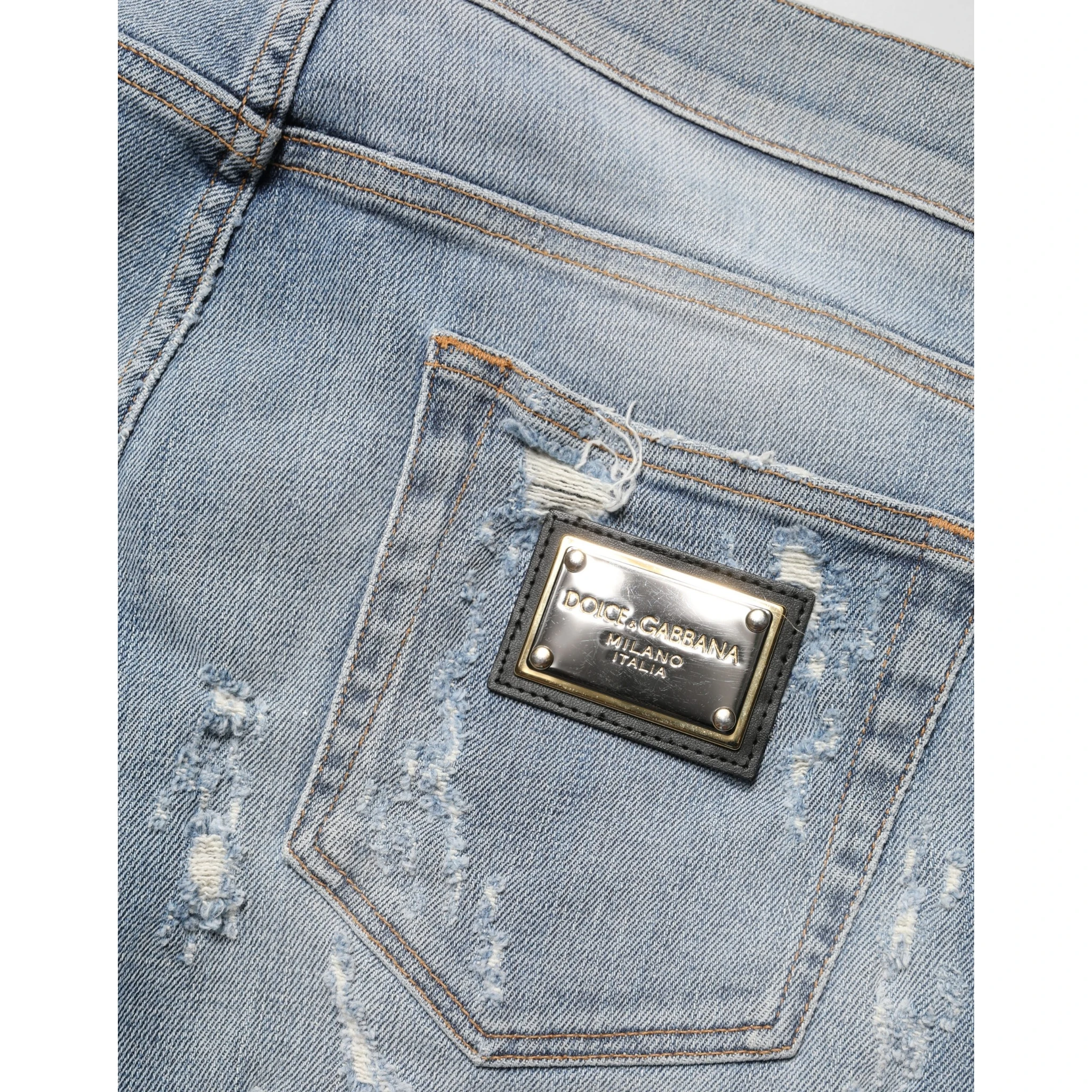 Light Blue Distressed Skinny Men Denim Jeans