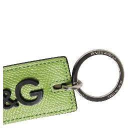 Green Calf Leather DG Logo Metal Ring Keyring Keychain