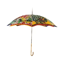 Multicolor Carretto Siciliano Print Collapsible Umbrella