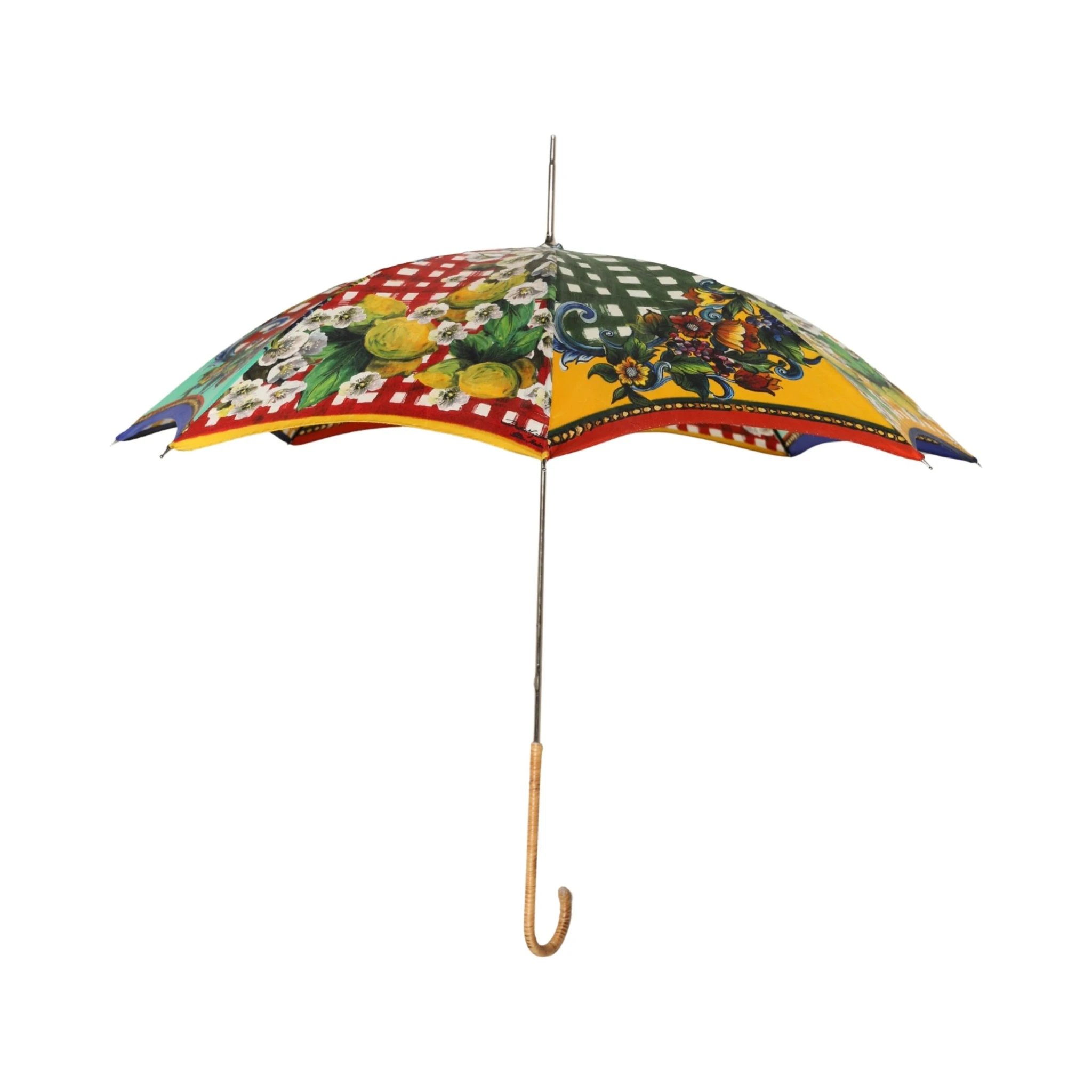 Multicolor Carretto Siciliano Print Collapsible Umbrella