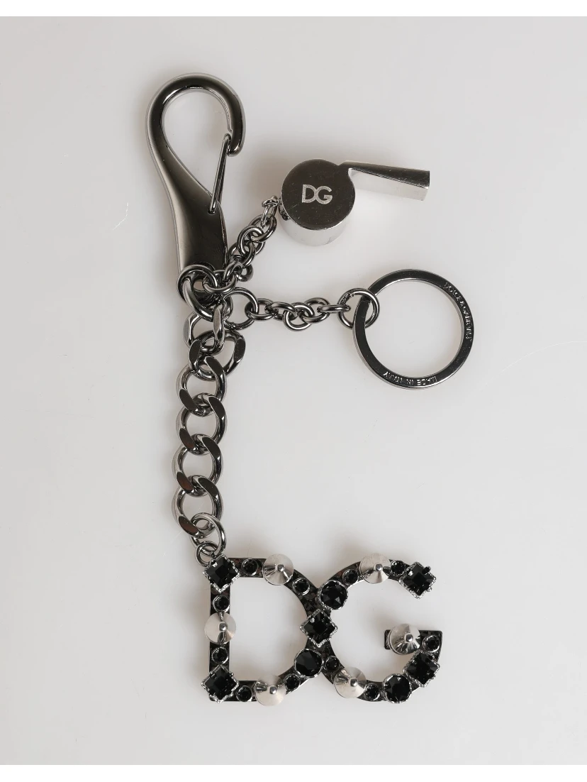 Silver Brass Metal DG Logo Crystal Ring Keyring Keychain