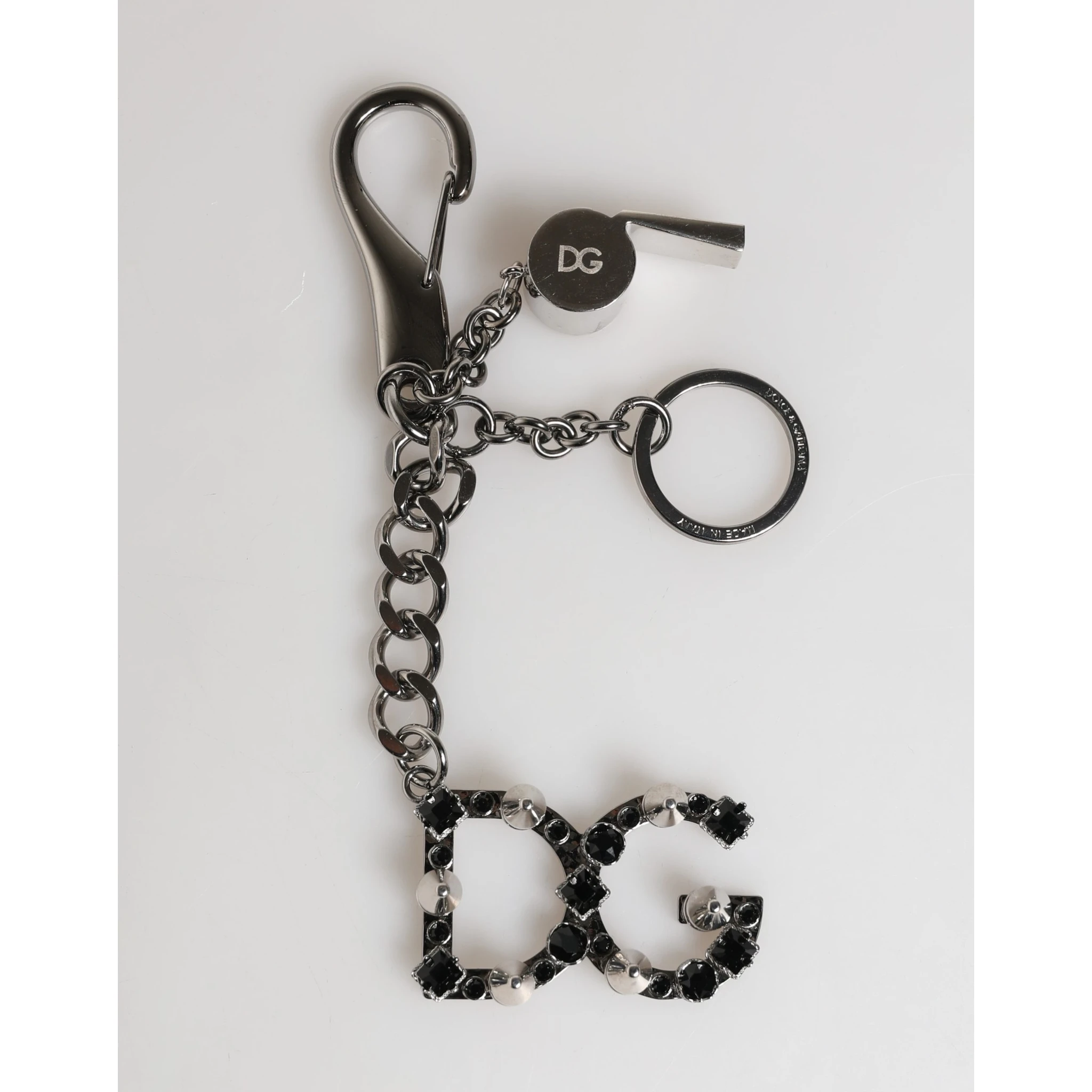Silver Brass Metal DG Logo Crystal Ring Keyring Keychain