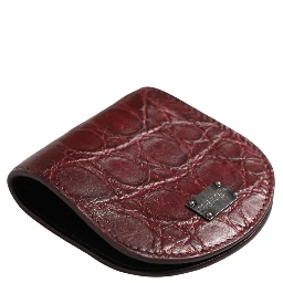 Burgundy Exotic Skin Condom Case Holder Pocket Wallet