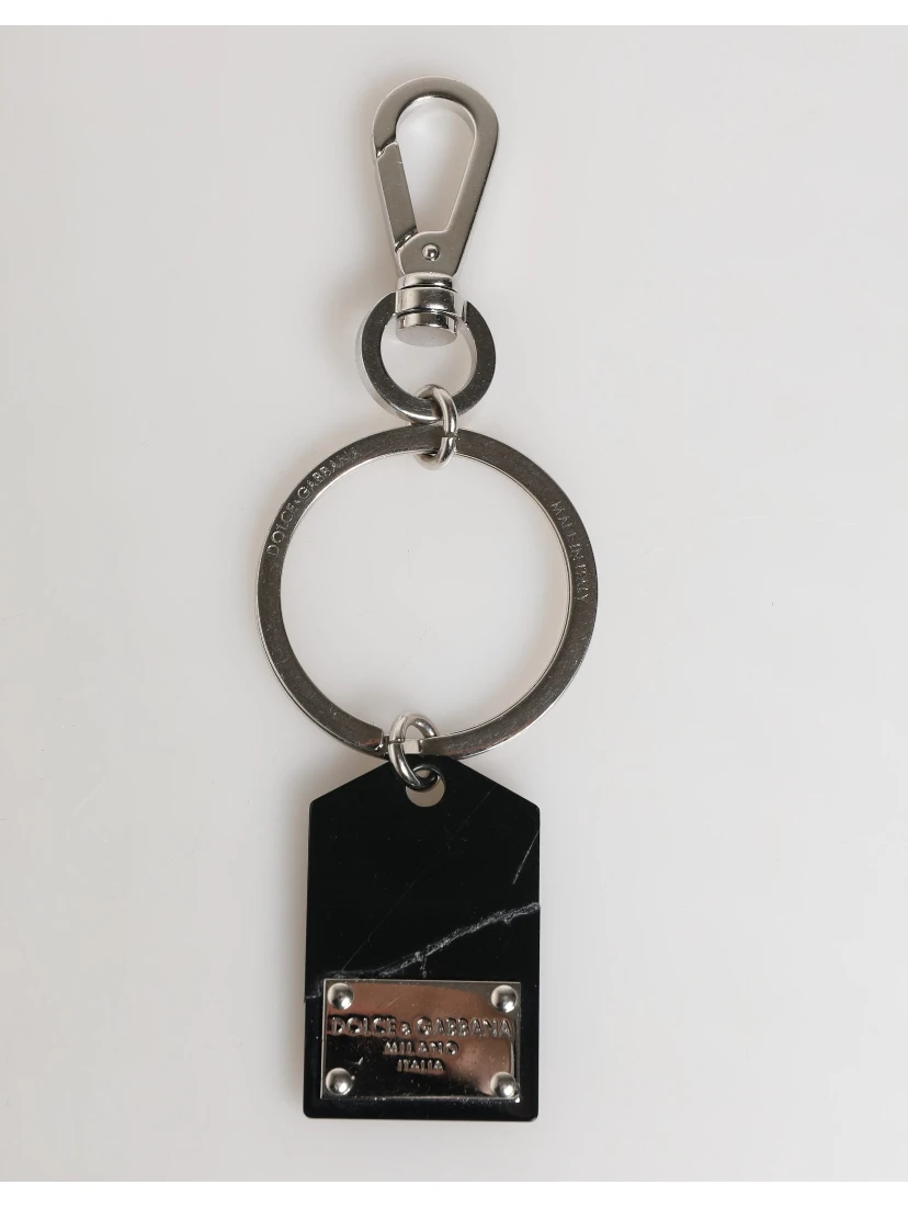 Black Silver Brass LogoPlaque Metal Ring Keyring  Keychain