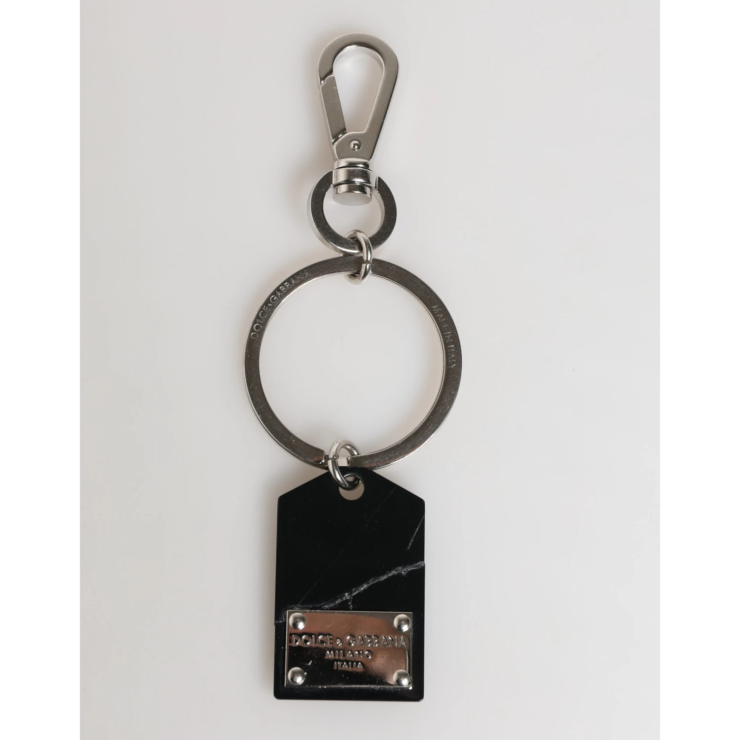 Black Silver Brass LogoPlaque Metal Ring Keyring  Keychain