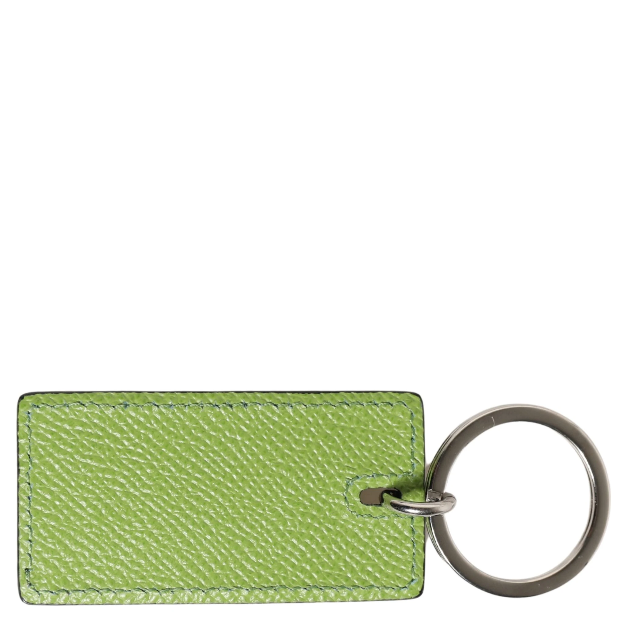 Green Calf Leather DG Logo Metal Ring Keyring Keychain