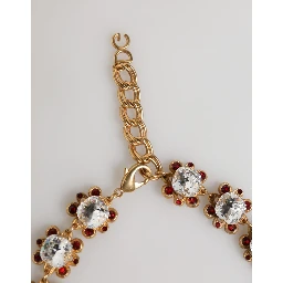 Gold Brass FRUIT Pendants Flowers Crystal Logo Necklace