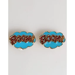 Gold Brass BOOM Cartoon Crystal Clip-On Women