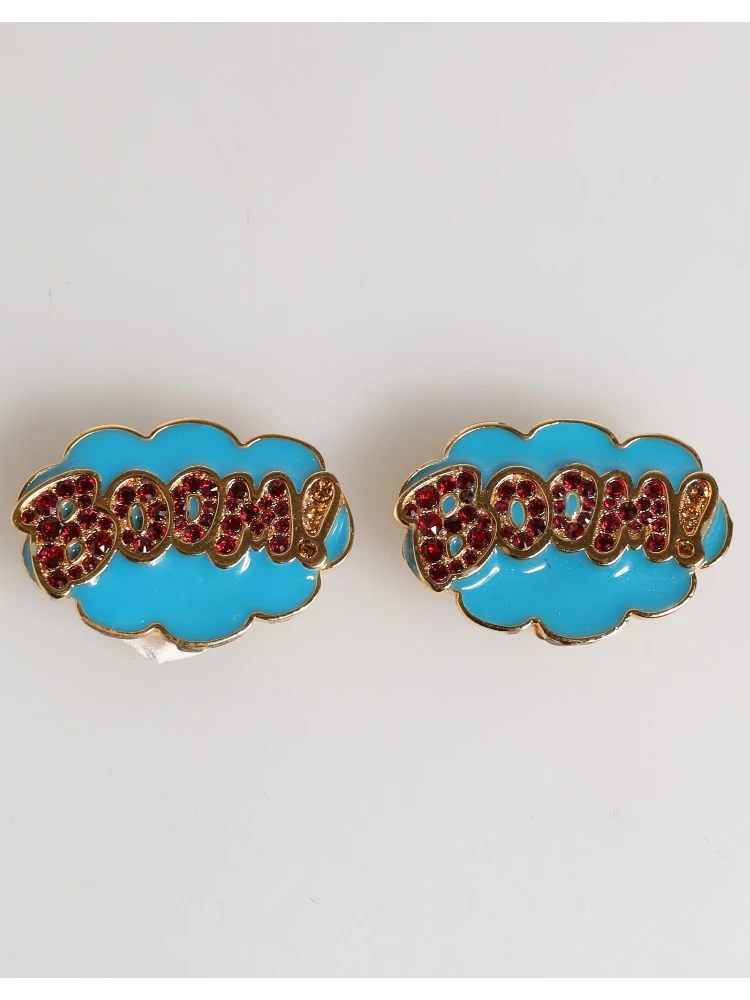 Gold Brass BOOM Cartoon Crystal Clip-On Women
