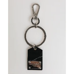 Black Silver Brass LogoPlaque Metal Ring Keyring  Keychain