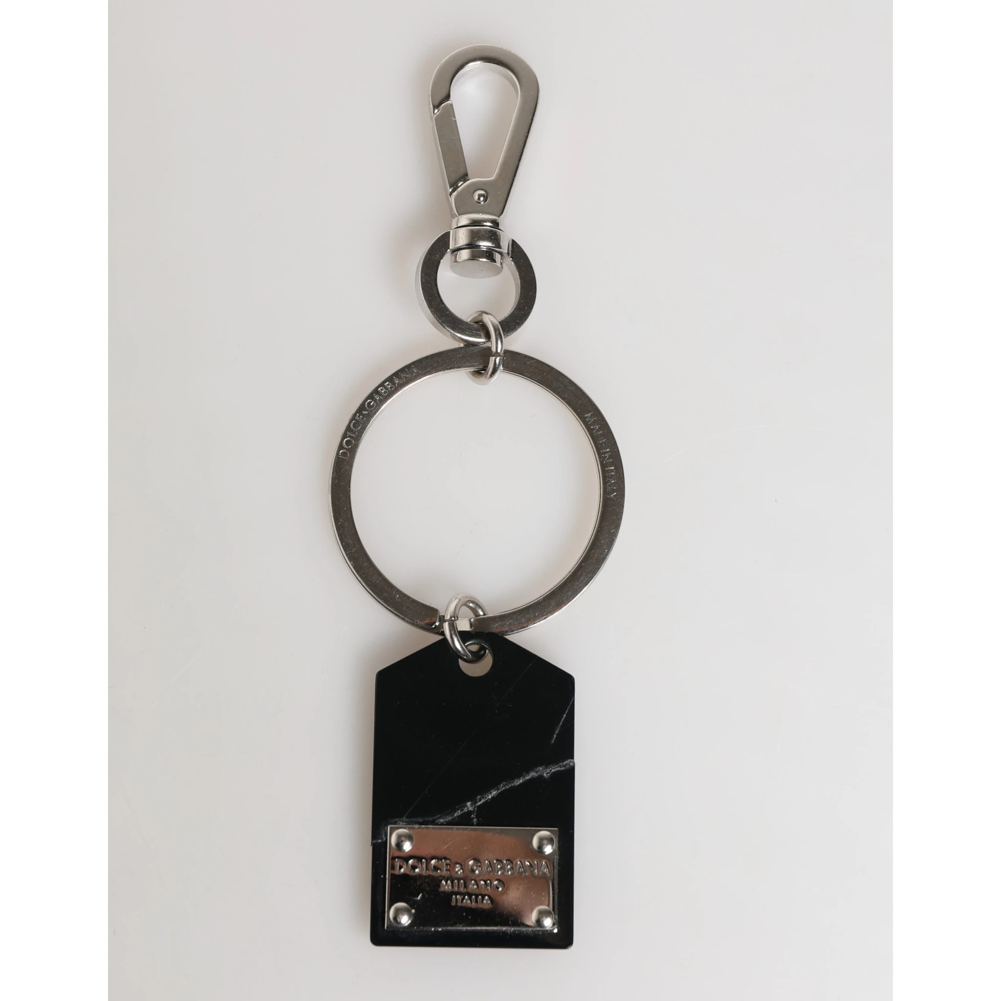 Black Silver Brass LogoPlaque Metal Ring Keyring  Keychain