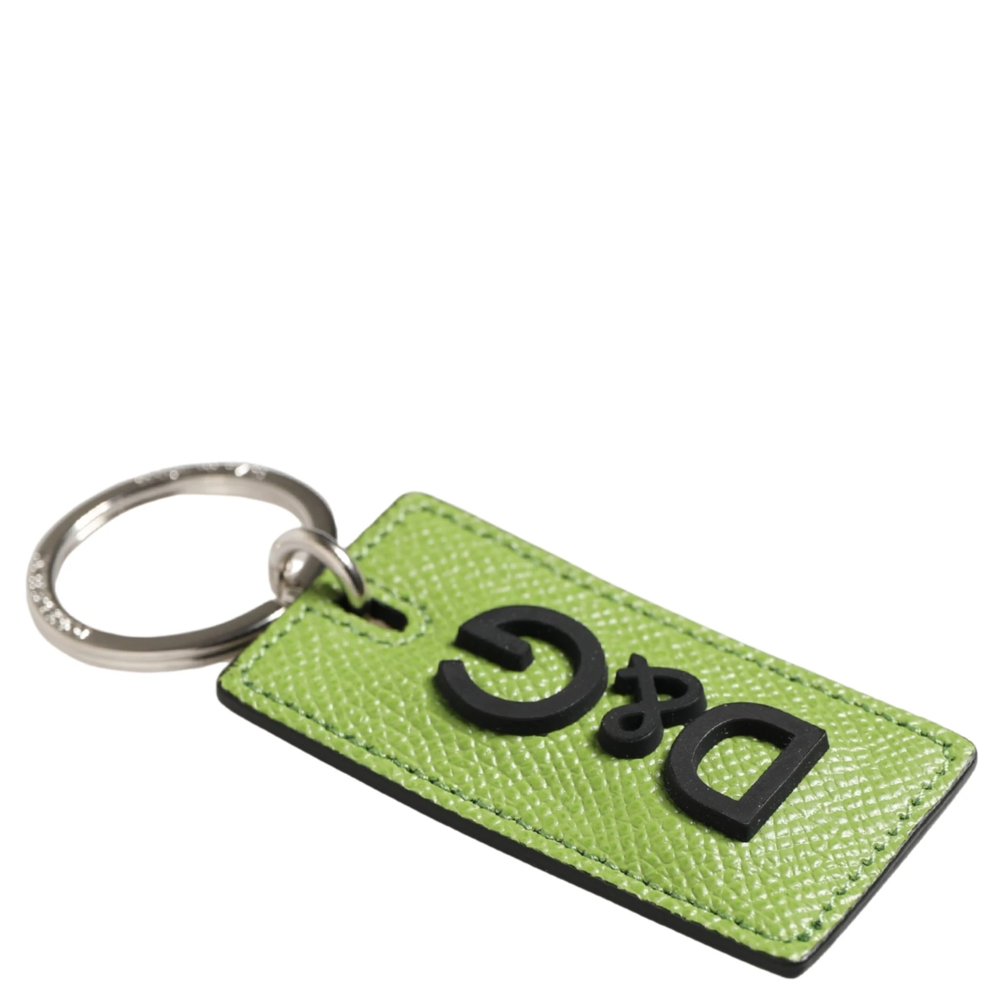 Green Calf Leather DG Logo Metal Ring Keyring Keychain