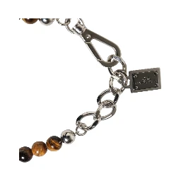 Silver Tone Brass Chain Beaded Gem DG Logo Bracelet