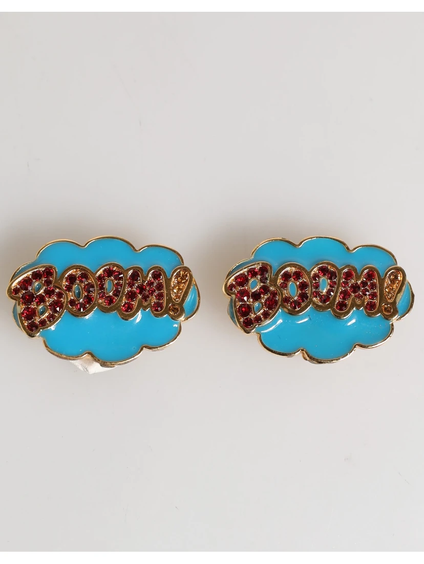 Gold Brass BOOM Cartoon Crystal Clip-On Women