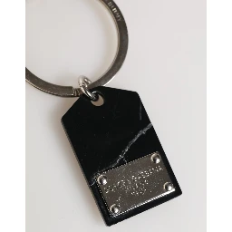 Black Silver Brass LogoPlaque Metal Ring Keyring  Keychain