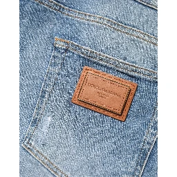Blue Tattered Slim Fit Men Cotton Denim Jeans