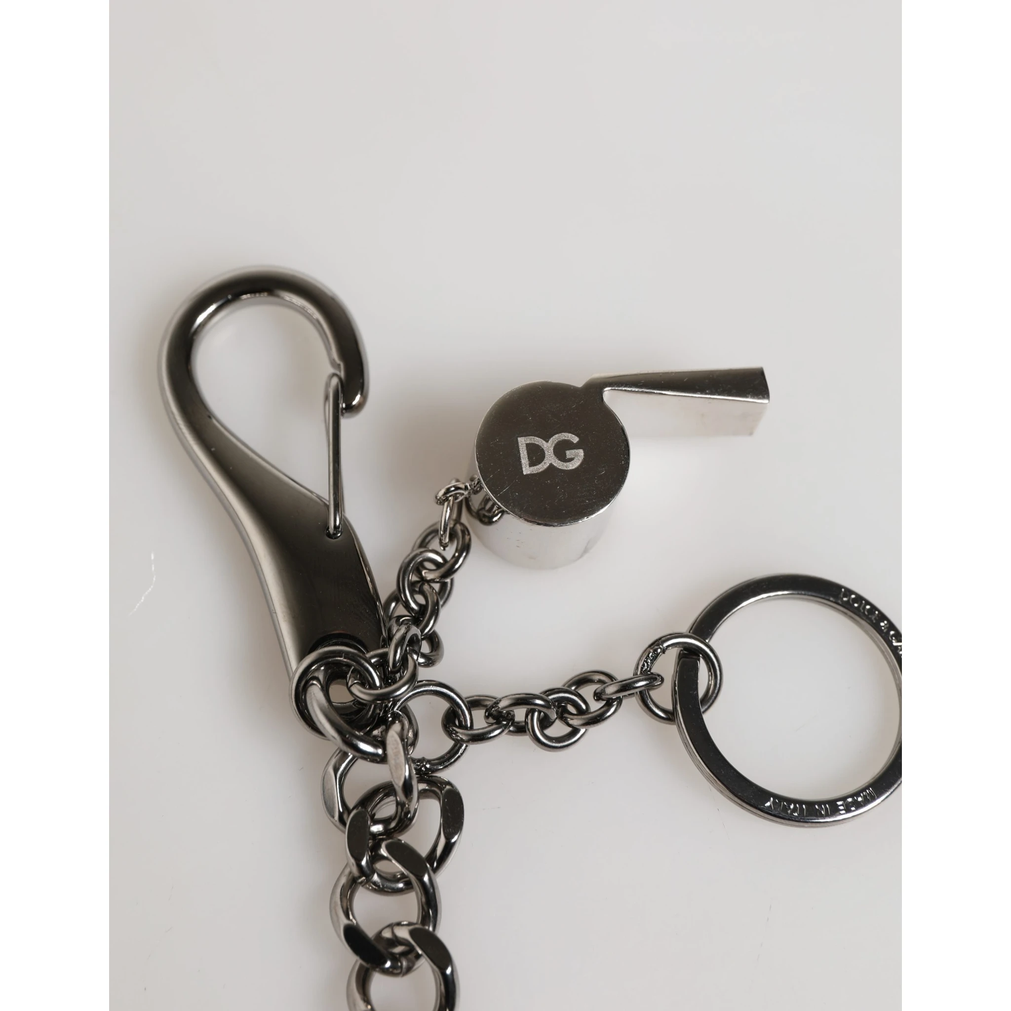 Silver Brass Metal DG Logo Crystal Ring Keyring Keychain