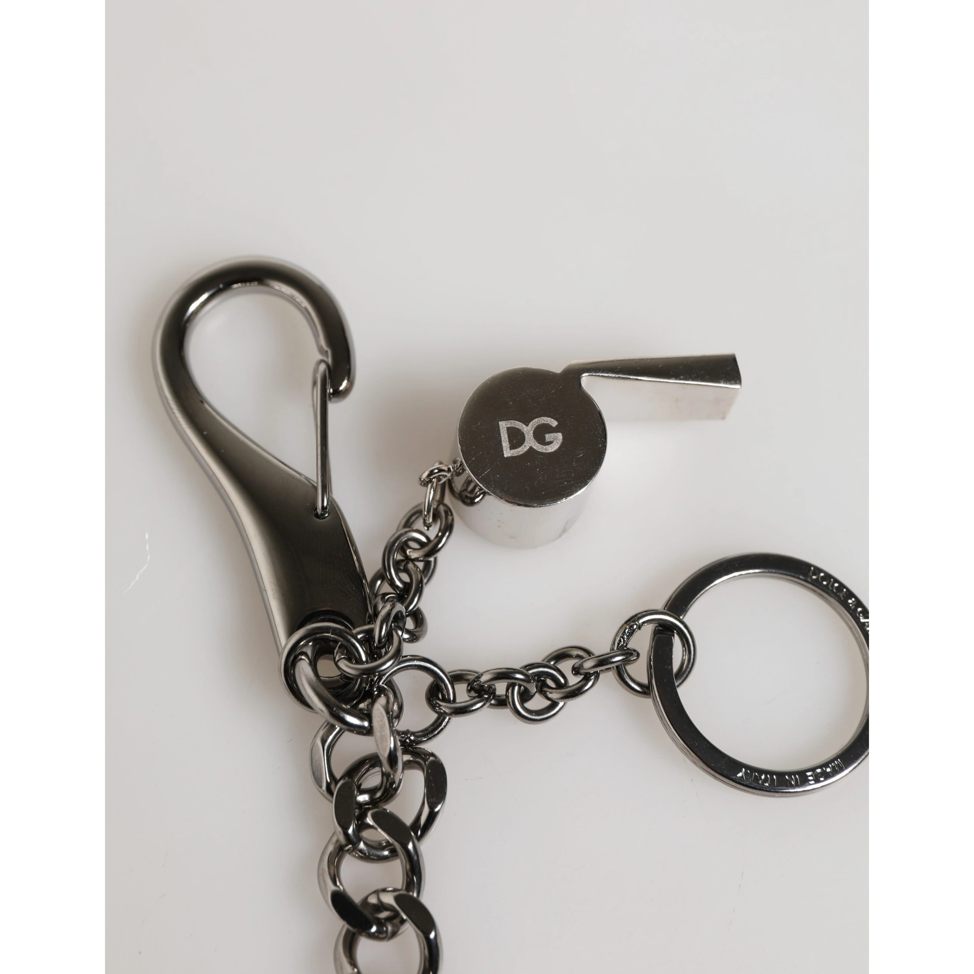 Silver Brass Metal DG Logo Crystal Ring Keyring Keychain