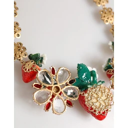 Gold Brass FRUIT Pendants Flowers Crystal Logo Necklace