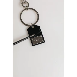 Black Silver Brass LogoPlaque Metal Ring Keyring  Keychain
