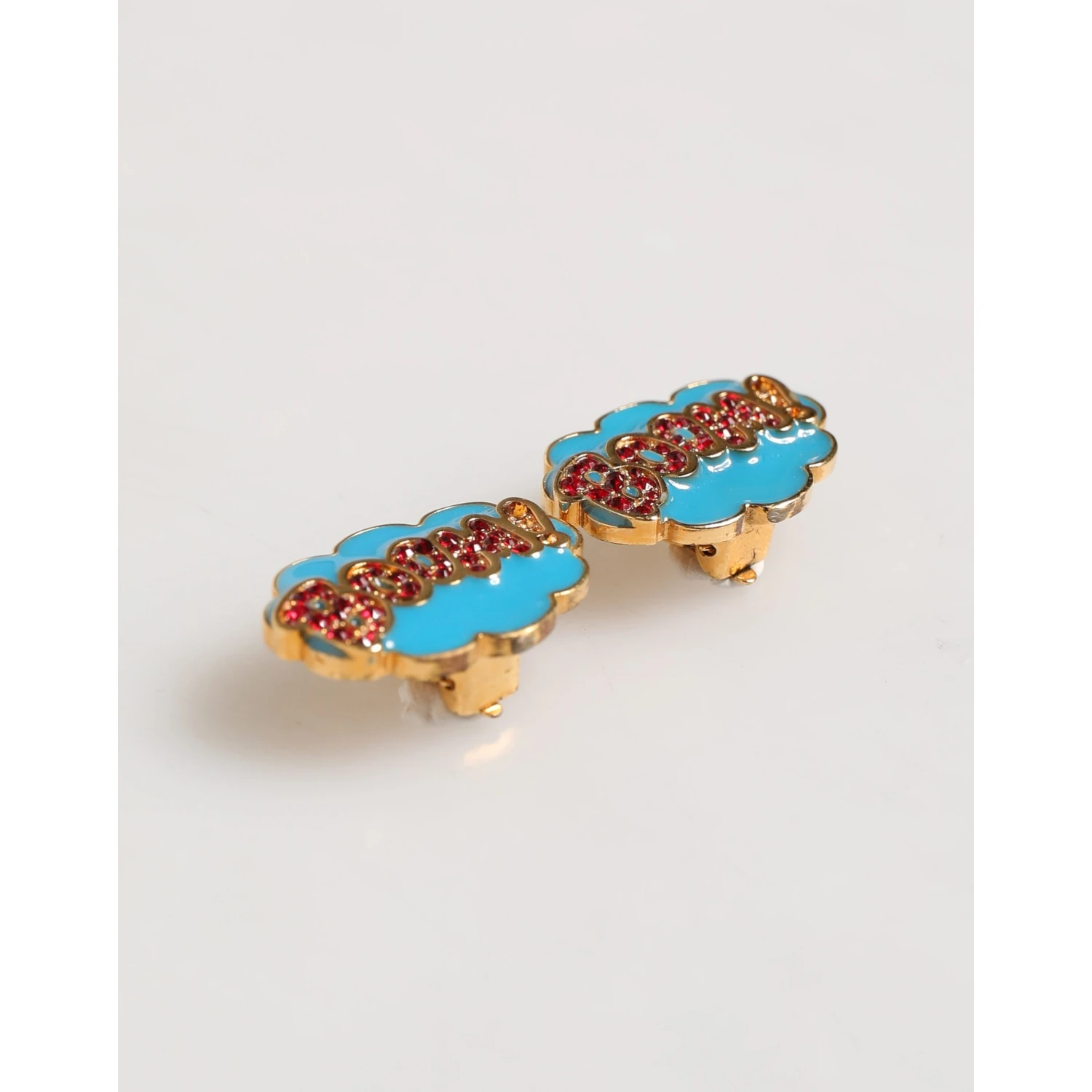 Gold Brass BOOM Cartoon Crystal Clip-On Women