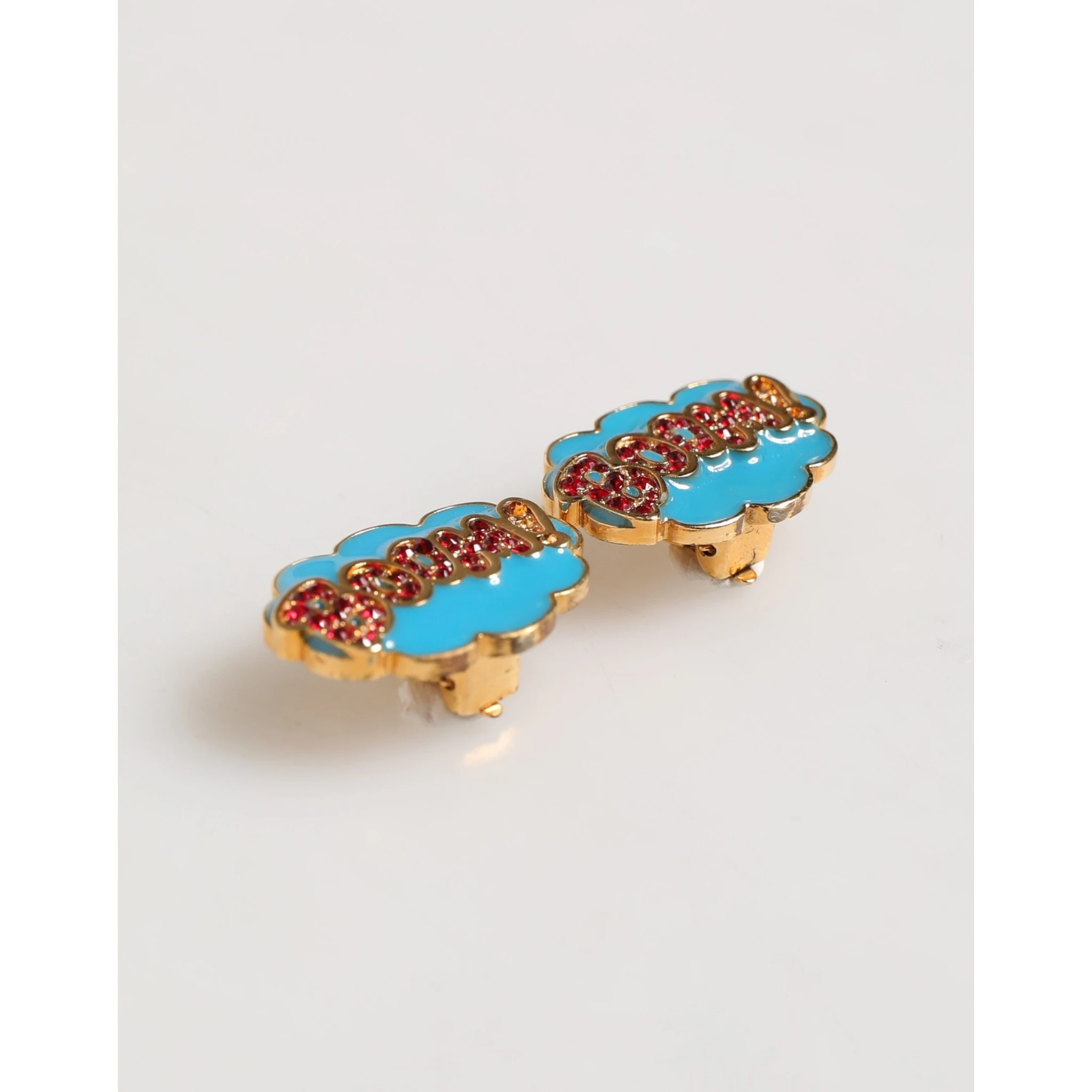 Gold Brass BOOM Cartoon Crystal Clip-On Women