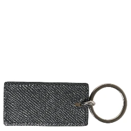Black Calf Leather D&G Logo Metal Ring Keyring Keychain