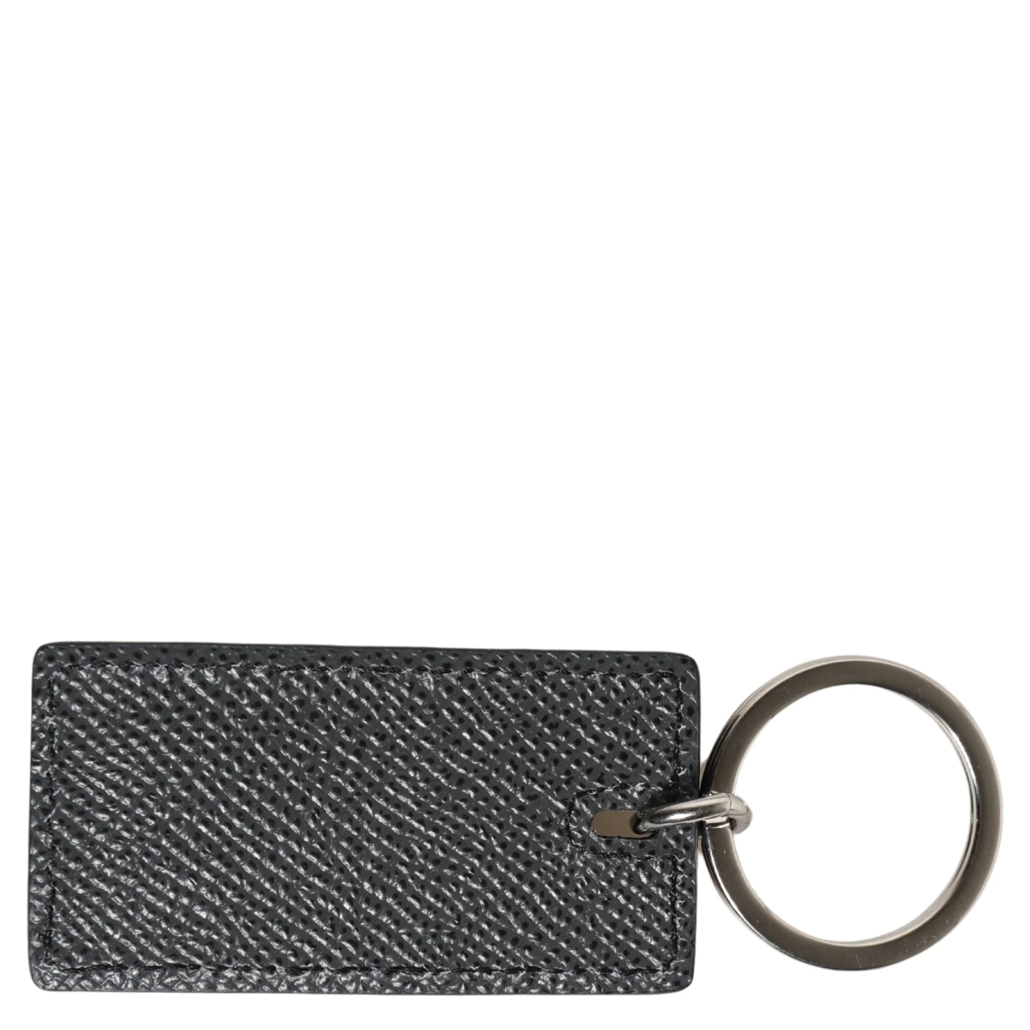 Black Calf Leather D&G Logo Metal Ring Keyring Keychain