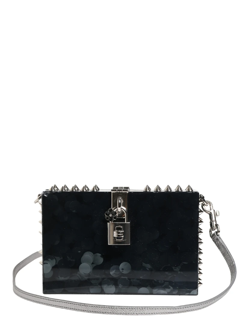 Black Acrylic Plexiglass Studded DOLCE BOX Clutch Bag