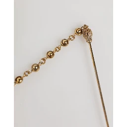 Black Gold Brass Crystal Chain Women Lapel Pin Brooch