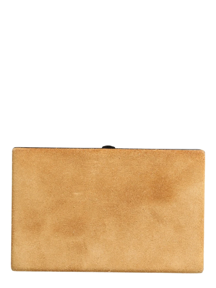 Beige Velvet Calf Leather Clutch Evening Women Purse Bag