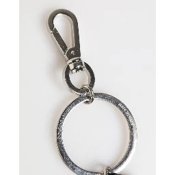 Black Silver Brass LogoPlaque Metal Ring Keyring  Keychain